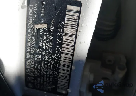 2005 BMW X5 3.0I z USA, uszkodzony, nr VIN 5UXFA13515LY13422